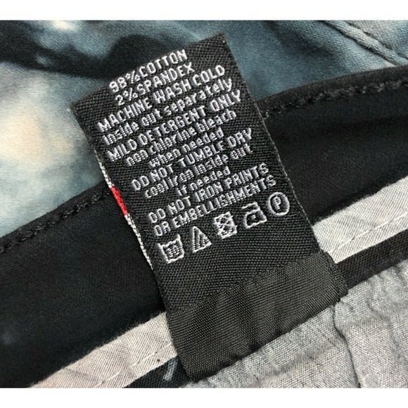 Makobi Mens 58x32 Black Acid Wash Tie Dye Straight Leg Casual Pants Flap Pockets - Picture 8 of 12